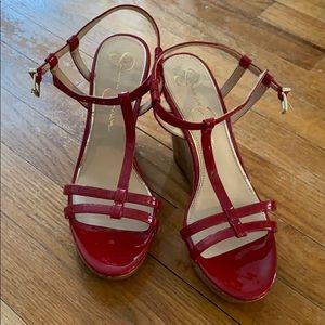Jessica Simpson red wedges